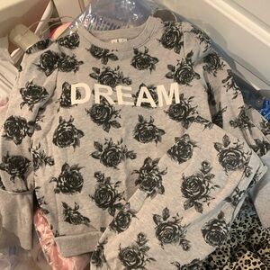 Gray and black. Sweat shirt and leggings